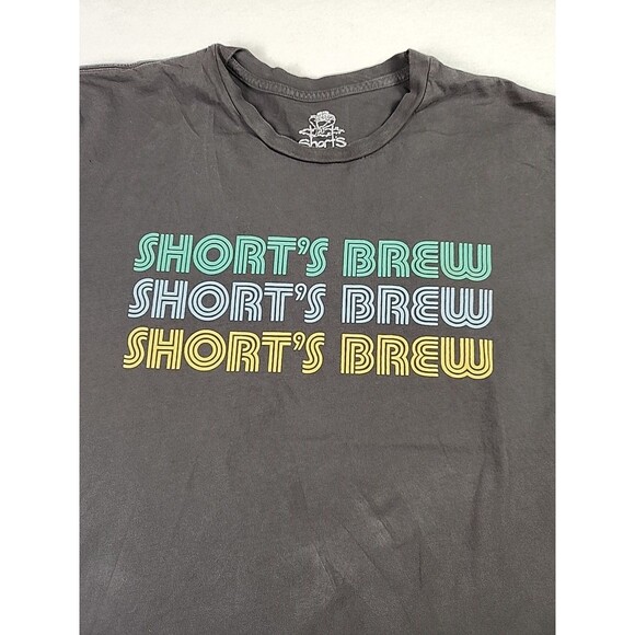Shorts Brewing Company Michigan Mens Large Gray Graphic Logo Short Sleeve Tshirt - Picture 2 of 6